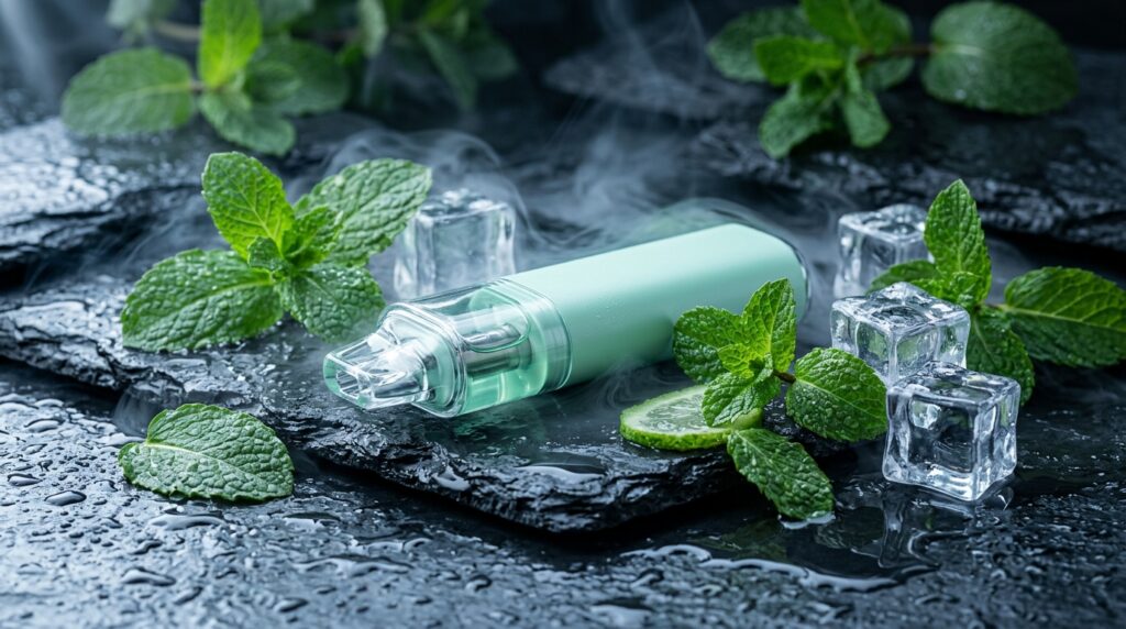 Crystal clear pastel mint 0mg zero nicotine disposable vape with fresh mint and ice in Dubai UAE